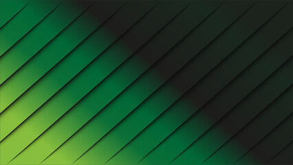 Fototapeta premium Diagonal Green and Black Gradient Stripes with Shadow Effect abstract background