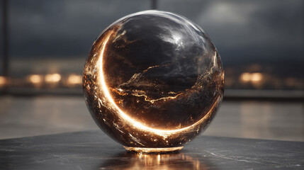 solar eclipse reflected in a lab glass, capturing precise light, shadows, and glowing edges with detailed reflections and atmospheric depth