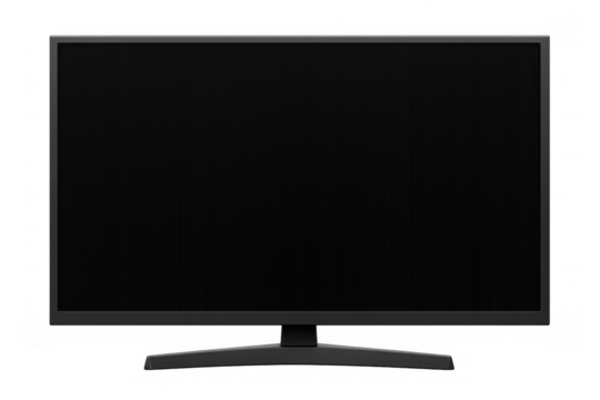 Black monitor screen with blank display, presenting technology mockup and digital content with transparent background
