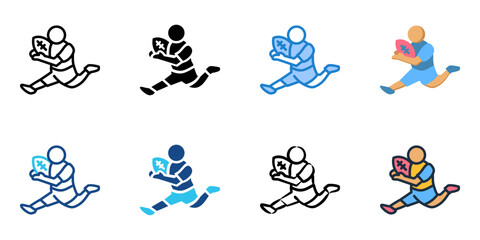 Youth rugby icon set multiple style collection 
