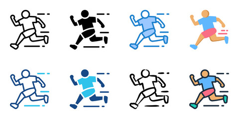 Kids running club icon set multiple style collection 
