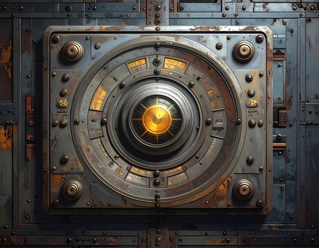 A detailed close-up of a steampunk-inspired control panel