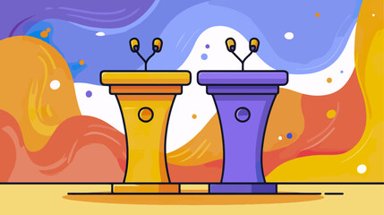 Podium illustration with abstract background for presentations