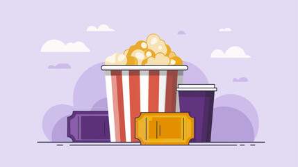 Popcorn and cinema tickets illustration