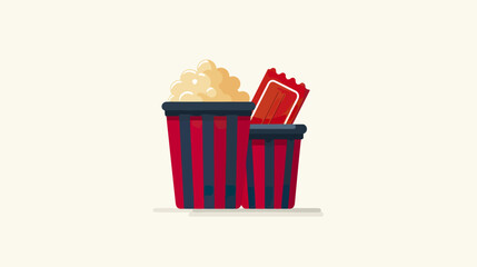 Popcorn and ticket illustration against beige background