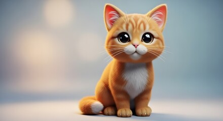 Realistic 3D Orange Tabby Kitten with Bright Eyes