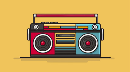 Retro boombox illustration on yellow background vector design
