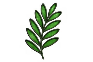 Green botanical leaf art, creating abstract organic stained glass texture for natural design elements