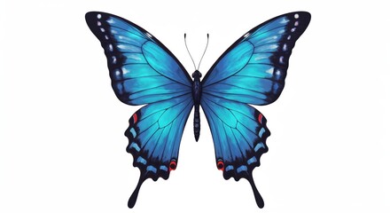 Azure Monarch: A vibrant, detailed image of a single blue butterfly with its wings fully spread, showcasing intricate patterns and delicate beauty.