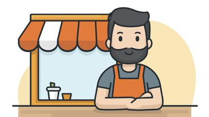 Shopkeeper man storefront illustration vector