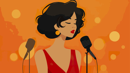 Singer performing with microphone on stage illustration