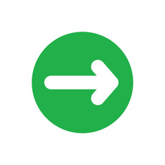 Green Circle Right Arrow Icon Symbol for Next, Forward, Direction, Go, Continue, and Website Navigation