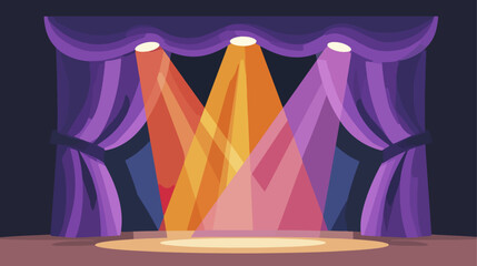 Stage with spotlights and purple curtains vector illustration