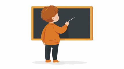 Student presenting lesson on chalkboard illustration