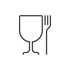 Food Grade Safe Material Symbol - Wine Glass and Fork Icon for Product Packaging and Consumer Safety Regulation