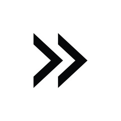 Black Double Right Arrow Icon - Fast Forward or Next Button Symbol