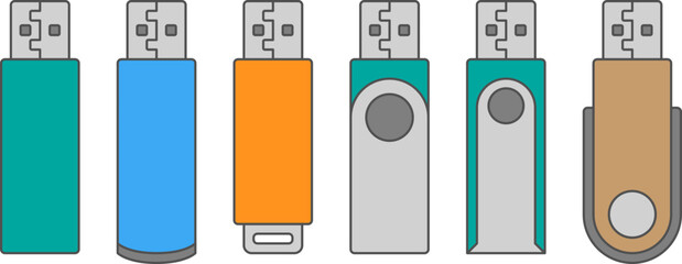 Set of flashdisk illustration