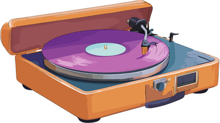 Vintage turntable illustration vector isolated on white