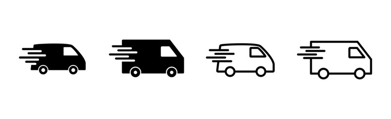 Fast shipping delivery truck icon set. Delivery truck icon. fast delivery icon