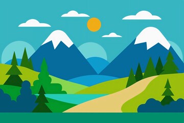 Obraz premium landscape with mountains and trees