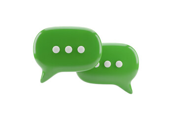 3d green chat massage notification speech bubble isolated transparent background