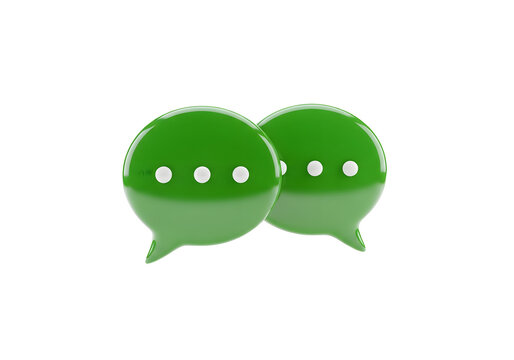 3d green chat massage notification speech bubble isolated transparent background