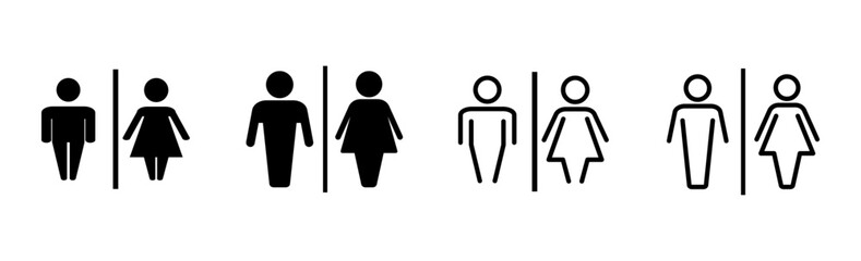 Toilet icon set. restrooms icon vector. bathroom sign. wc, lavatory