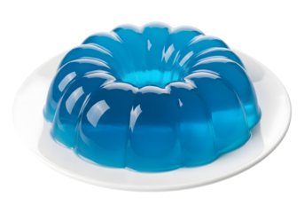 Blue jelly pudding on transparent background