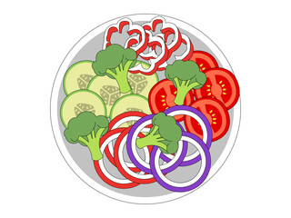 Naklejka premium Food vegetable vegetables salad veggie fruit. Vegetarian illustration. Flat vector illustration.