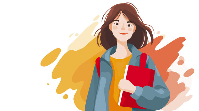 Young woman holding a book illustration vector design