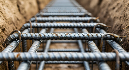 Construction Process, Steel Reinforcement, Urban Site, Photography, Industrial Environment, Close-Up View, Structural Integrity