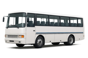 White tour bus for public transportation on transparent background