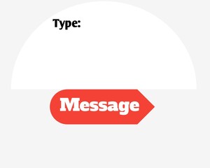 red speech bubble with text