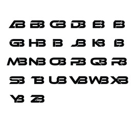 Sleek Modern Font &ndash; Set of Bold Sans Display Typeface Initial Logo for Branding