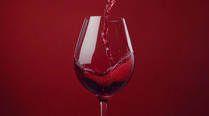 A hyperrealistic image of red wine captured mid-air, symbolizing celebration, luxury, and fleeting moments. The suspended motion highlights elegance, indulgence, and the art of refined living.