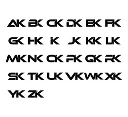 Sleek Modern Font &ndash; Set of Bold Sans Display Typeface Initial Logo for Branding