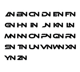 Sleek Modern Font &ndash; Set of Bold Sans Display Typeface Initial Logo for Branding