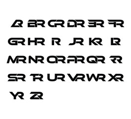 Sleek Modern Font &ndash; Set of Bold Sans Display Typeface Initial Logo for Branding