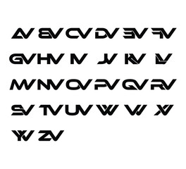 Sleek Modern Font &ndash; Set of Bold Sans Display Typeface Initial Logo for Branding