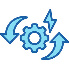 Lineal Blue Synergy Icon – Blue color lineal style symbol for collaboration
