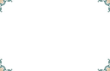 Elegant Green and Gold Ornate Rectangular Border Frame with Vintage Scrollwork Corners. 1152