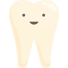 Cute Cartoon Tooth Character With A Happy Smiling Face And Big Eyes On A Transparent Background
