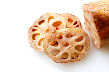 Fresh lotus root slices, crisp and nutritious.
