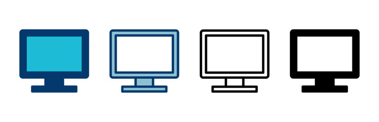 Computer icon vector isolated on white background. PC Icon vector. Computer monitor icon. Flat PC symbol