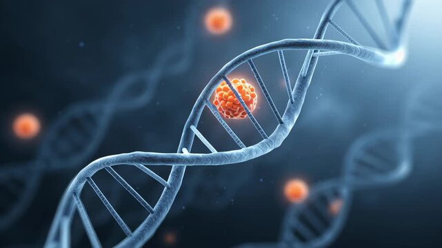 Cancer cells binding with DNA, causing mutation and rapid growth of cancerous cells. The alteration and mutation of DNA within the human body.