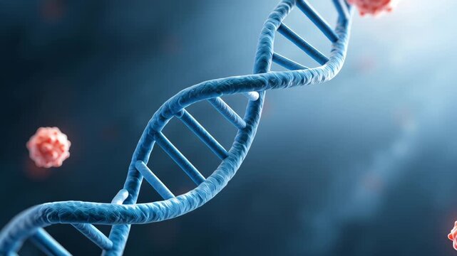 Cancer cells binding with DNA, causing mutation and rapid growth of cancerous cells. The alteration and mutation of DNA within the human body.