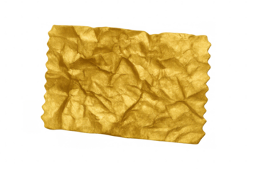 Crumpled gold paper sheet creating textured metallic background, reflecting luxury and wealth concept
