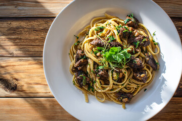 Pasta Dish with Meat and Herbs