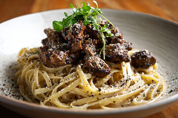 Pasta with Meat Sauce and Garnish