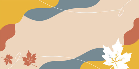Abstract autumn background with maple leaves, free copyspace area design. Suitable for banners, posters, greeting cards.